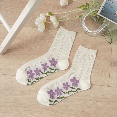 Calcetines Transpirables de Malla con Flores para Mujer - Image 3