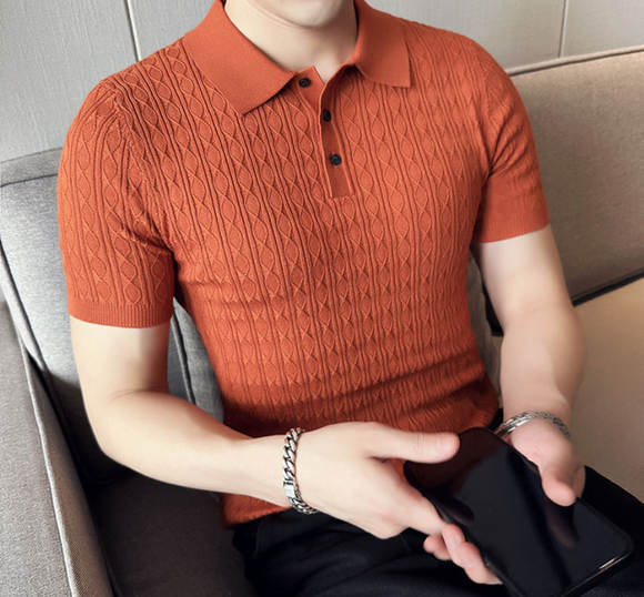 Camiseta Ejecutiva Jacquard de Manga Corta para Hombre