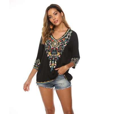 Blusa Bordada Suelta con Efecto Reductor para Mujer - Image 9