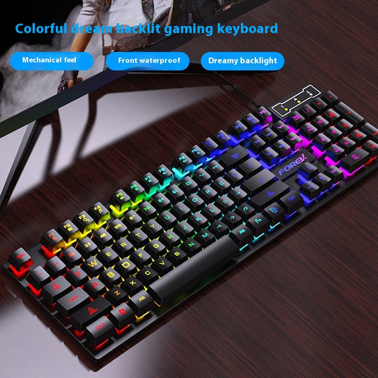 Teclado Retroiluminado 104 Teclas para Gamers con Ratón Portátil