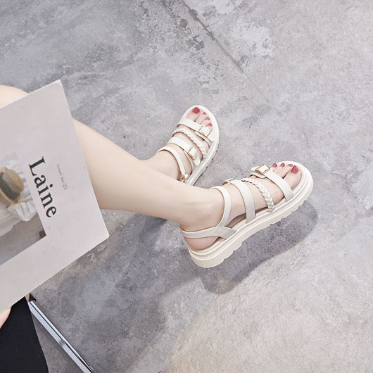 Sandalias Escolares Estilo Hada de Base Plana Gruesa - Versión Coreana para Niñas - Image 8