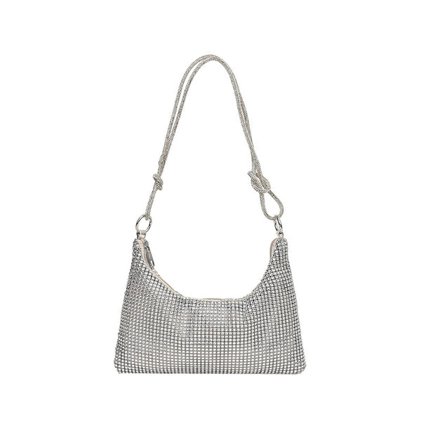 Bolso de Hombro Brillante con Strass y Detalle Anudado - Image 6