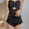 Traje de Baño Enterizo Negro Cintura Alta con Moño