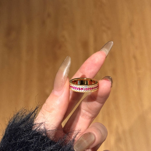 Anillo de Plata Esterlina para Mujer con Circón Rojo Rosa - Lujo Accesible