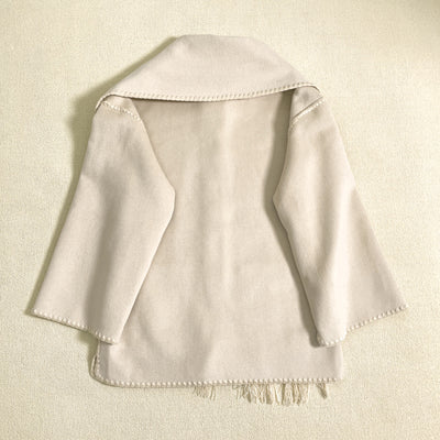 Abrigo de Lana Suelto con Cuello Bufanda de Borlas para Otoño e Invierno - Image 19