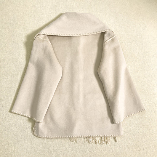 Abrigo de Lana Suelto con Cuello Bufanda de Borlas para Otoño e Invierno - Image 19