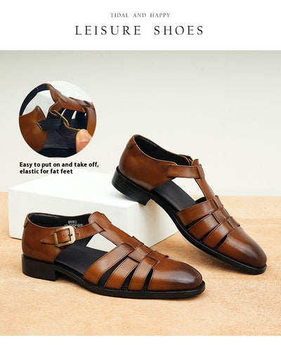 Zapatos Hombre Cuero Genuino Estilo Retro Negocios Verano Transpirables - Image 22