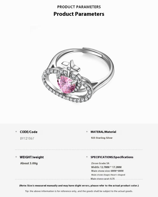 Anillo de Plata 925 Corazón Fresa con Alas y Resina para Mujer - Image 11