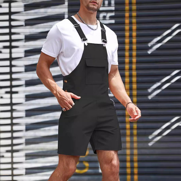 Pantalones Casual con Tirantes de Colores Sólidos para Hombre