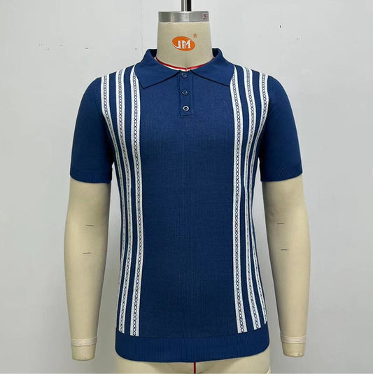Polo Casual Manga Corta a Rayas para Hombre - Image 2