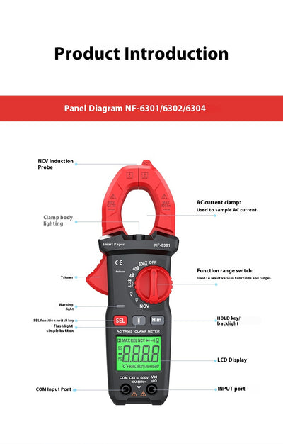 Multímetro Digital Automático de Alta Precisión NF-6301 con Pinza - Image 20