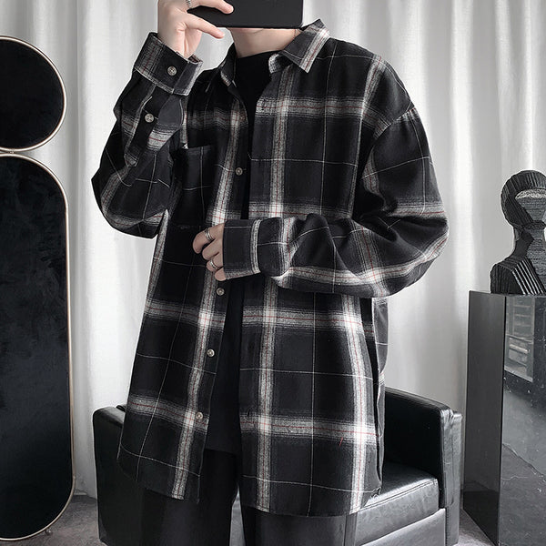 Camisa Casual de Manga Larga Tendencia Estudiante Juvenil