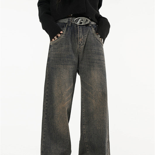 Pantalones Rectos Amplios de Cintura Alta para Mujer - Image 3