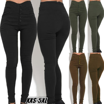 Pantalones Stretch Realce Sexy para Mujer con Botones Explosivos - Image 9