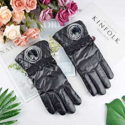 Guantes de Cuero Cálidos con Pantalla Táctil y Protección Antiviento - Image 5