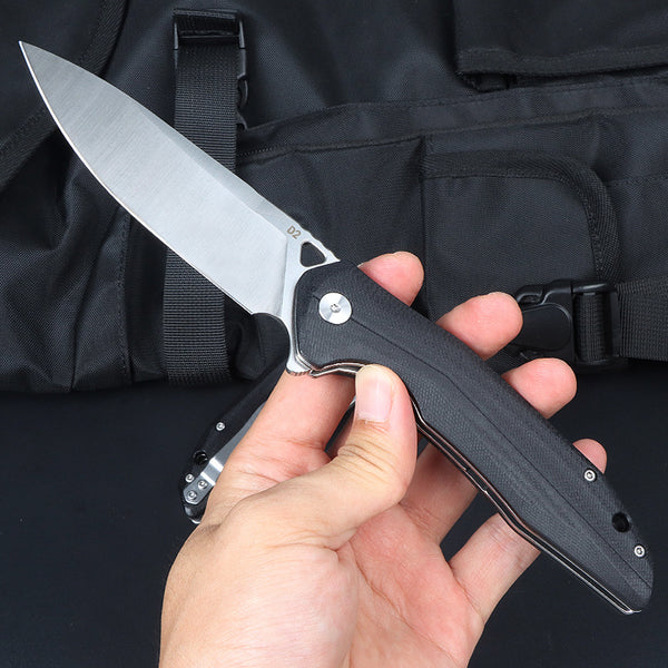 Cuchillo Plegable Táctico D2 Portátil para Autodefensa
