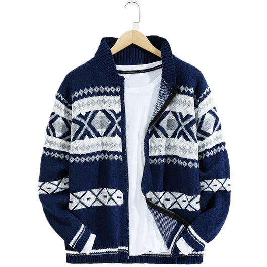 Cardigan Suéter Jacquard con Cierre para Hombre - Image 13