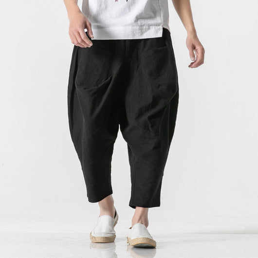 Pantalones Holgados de Algodón y Lino para Hombre - Image 4