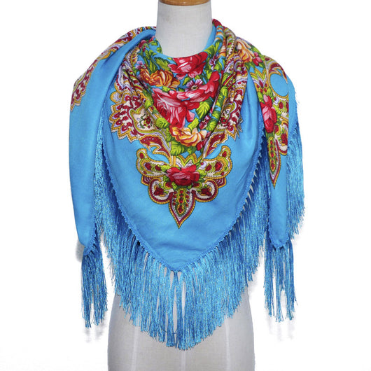 Pañuelo Floral Retro con Flecos para Mujer - Image 38