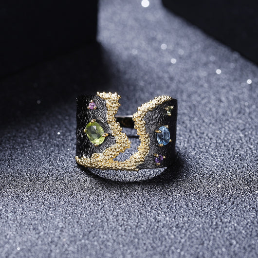 Anillo de Plata 925 con Peridoto Chapado en Oro - Diseño Personalizado - Image 4