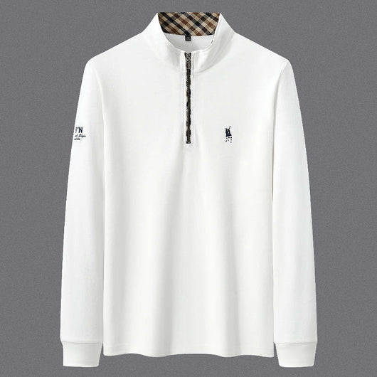 Camisa Base de Algodón con Cierre Medio para Hombre Adulto y Mayor