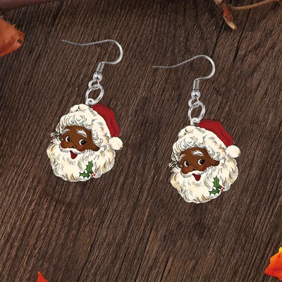 Aretes Colgantes de Papá Noel en Acrílico - Diseño Navideño Adorable - Image 2