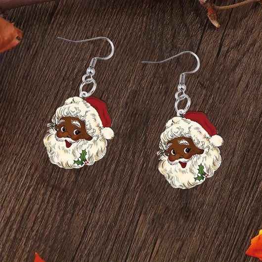 Aretes Colgantes de Papá Noel en Acrílico - Diseño Navideño Adorable - Image 2