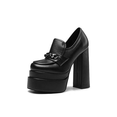 Tacones Altos Gruesos con Hebilla Metálica para Mujer - Image 4