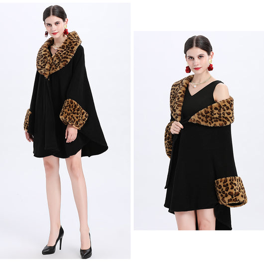 Capa Suelta Elegante con Cuello de Piel de Zorro para Mujer Talla Grande - Image 16