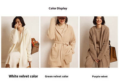 Cardigan Tejido Reversible Oversized con Capucha para Otoño e Invierno - Image 15