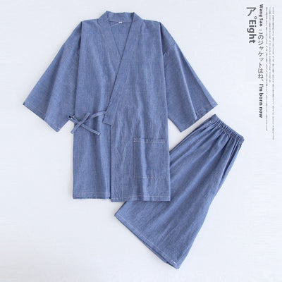 Pijama Kimono Japonés para Hombre Manga Corta con Pantalones Cortos - Image 7