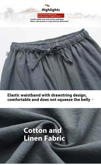 Pantalones de Lino Hombre Corte Recto Retro Sueltos - Image 16