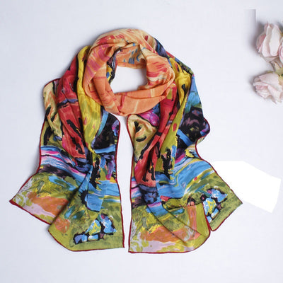 Pañoleta Larga de Satén Crepe para Mujer 160x45 cm