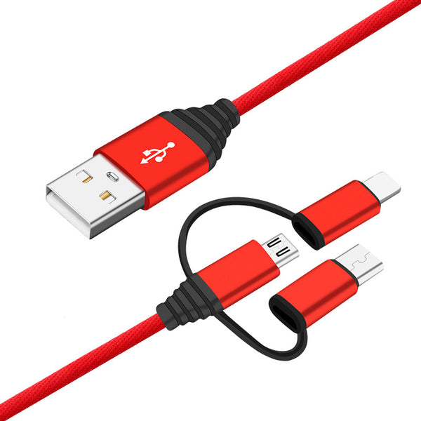 Cable de Carga Rápida Tipo-C Trenzado 3 en 1 para Android