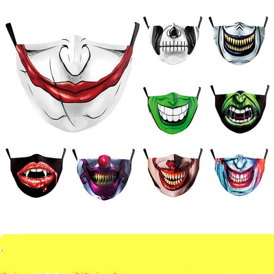 Red textured Halloween face mask with a grotesque skin design, prominent nose, and open mouth, featuring black ear loops. - Image 23