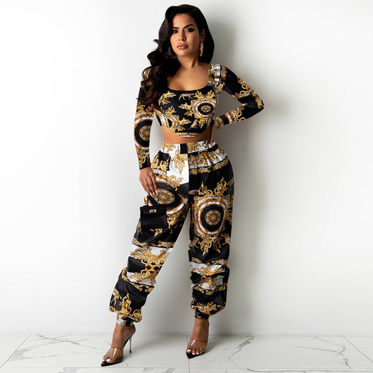 Conjunto de Blusa Estampada y Bloomers para Mujer