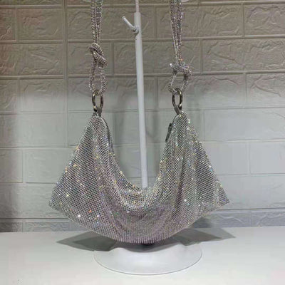 Bolso de Hombro Dumpling con Lentejuelas y Cristales - Artesanal para Mujer