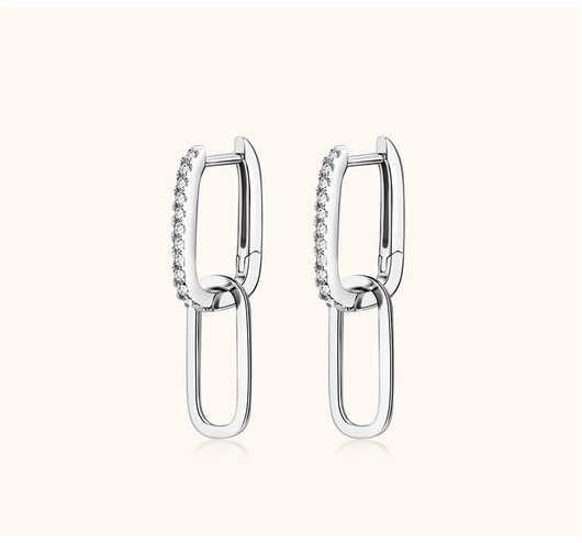 Aretes de Plata S925 Moissanita Doble Aro Diseño Luxury Nicho con Borla - Image 13
