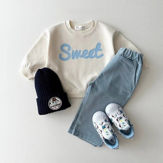 Sudadera Infantil con Estampado de Letras - Cuello Redondo Versátil - Image 15