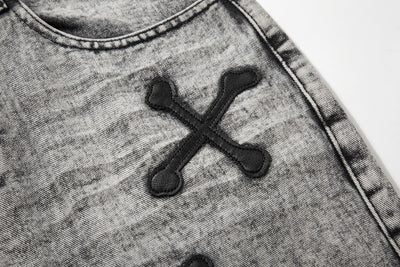 Jeans Slim Fit Gris Lavado con Parche de Calavera - Estilo Urban - Image 11