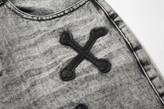 Jeans Slim Fit Gris Lavado con Parche de Calavera - Estilo Urban - Image 11