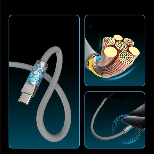 Cable de Carga Rápida de Silicona Luminiscente con Datos - Image 4