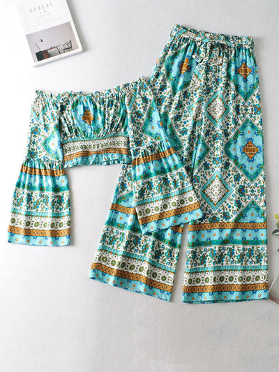 Conjunto de Otoño para Mujer: Blusa Estampada de Manga Larga y Pantalón Ancho - Image 5