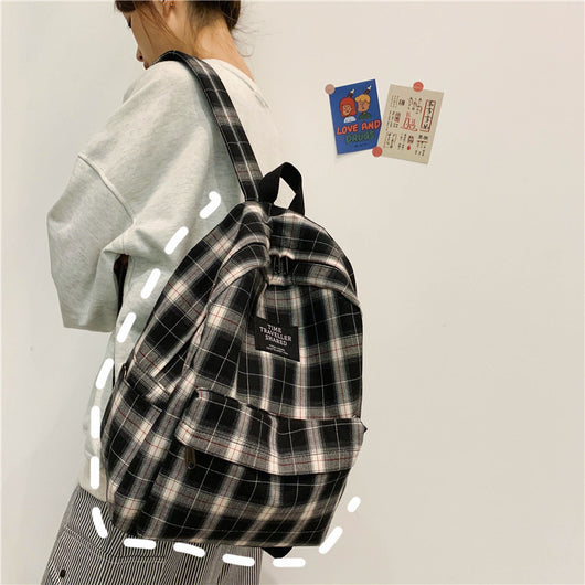 Mochila Escolar Estilo Coreano a Cuadros - Diseño Casual y Moderno - Image 11