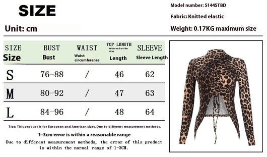 Blusa Ajustada de Manga Larga con Estampado Leopardo y Cordón - Image 7