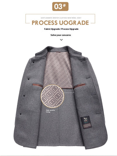 Abrigo de Lana Reversible con Cuello Mao de Largo Medio para Hombre - Image 15