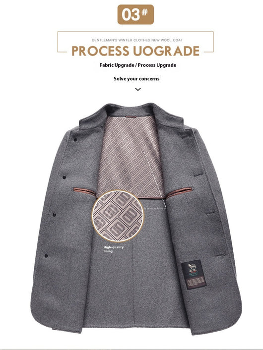 Abrigo de Lana Reversible con Cuello Mao de Largo Medio para Hombre - Image 15