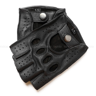 Guantes de Cuero Mitad Dedo para Motociclismo y Actividades al Aire Libre - Image 12