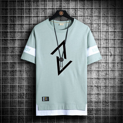 Playera Estampada de Dos Capas para Hombre - Cuello Redondo Casual de Verano - Image 8