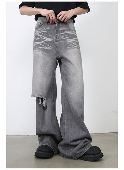 Jeans Rectos Holgados Rotos Estilo Retro Americano para Hombre - Image 16